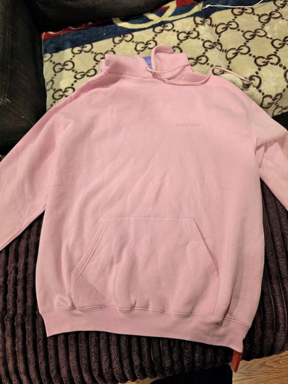 Balenciaga Logo Hoodie Pink Size Medium NWT